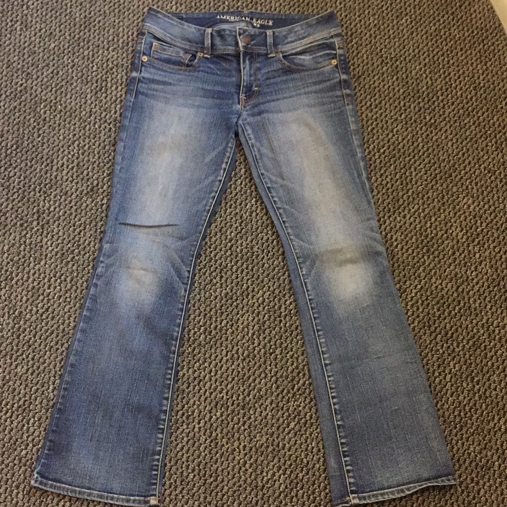 American Eagle 6 short kick boot jeans.